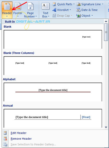 How to make word headers different on each page